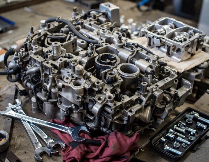 Zerlegter Motor zur technischen Schadenanalyse Motor